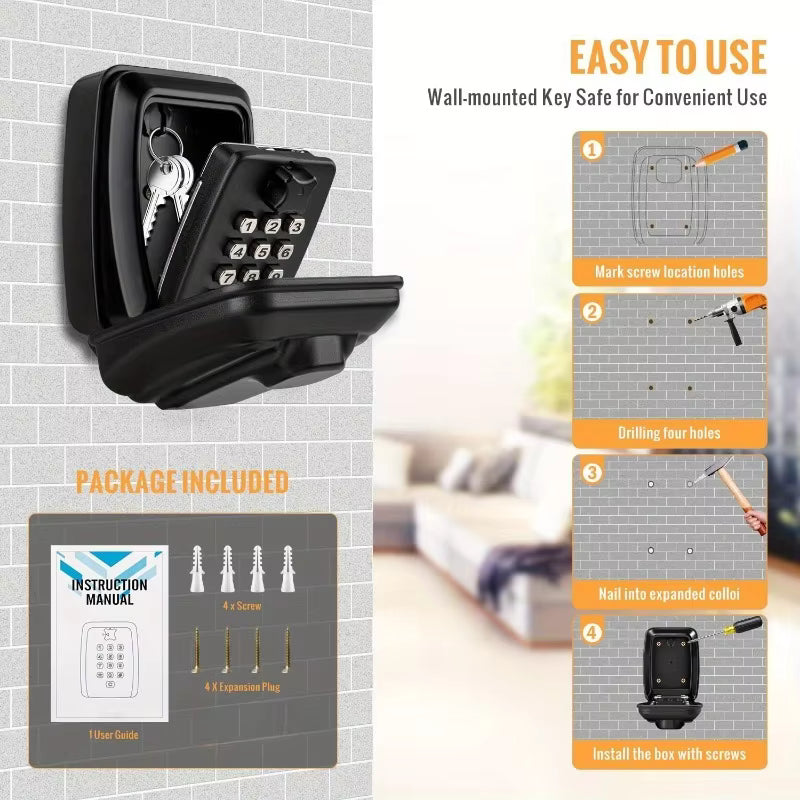 Luxora Weatherproof Anti-theft Key Lock Box with Adjustable Code for Indoor and Outdoor Use