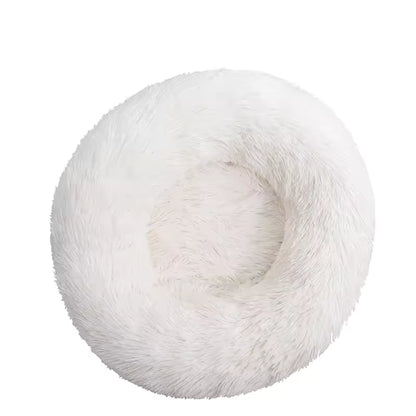 Royallure Cozy Donut Plush Round Dog Bed for Comfort and Anxiety Relief in Multiple Sizes