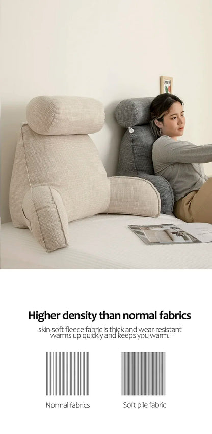 Deluxe Backrest Pillow – Ergonomic Support with Adjustable Headrest & Washable Cover