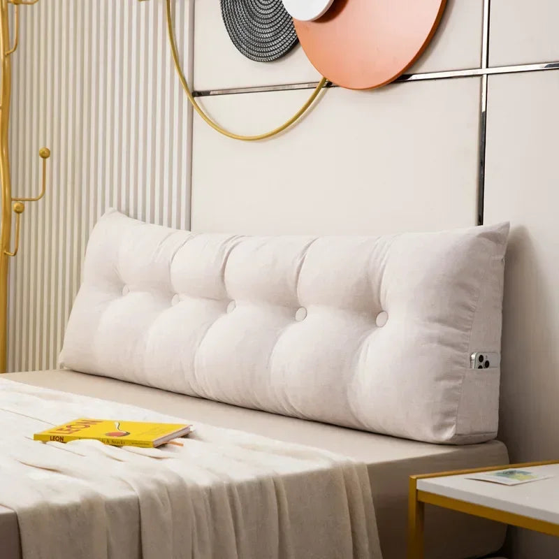 Royaleva Luxury Chic Wedge Pillow - Large Washable Headboard Cushion for Bedroom Decor - White / 60x40x12cm