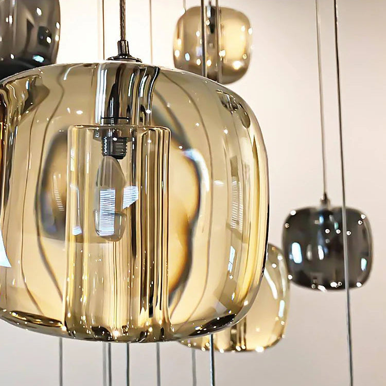 Luxora Modern Colored Glass Multi Pendant Chandelier for Dining Room & Living Room