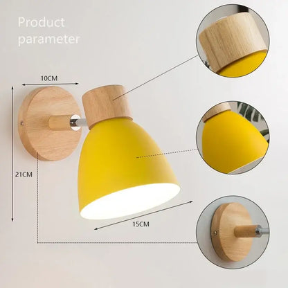 Royallure Nordic Wood Wall Light with Pull Switch – Modern Minimalist Wall Sconces for Bedroom and Living Room