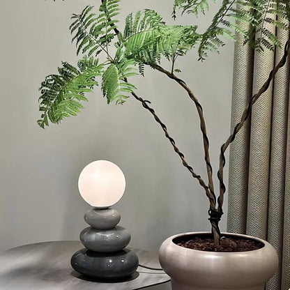 Lumora Sculptural Glazed Ceramic Table Lamp, Opal Orb Diffuser