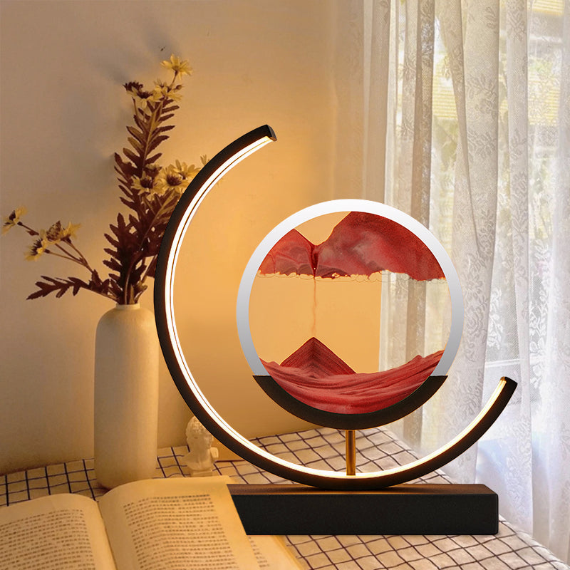 Royallure 3D Hourglass LED Lamp - Mesmerizing Sand Art for Home Decor - White Moon-green