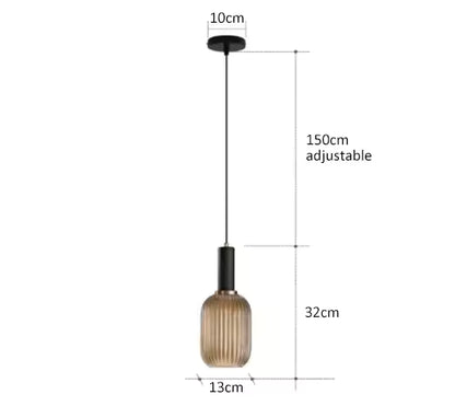 Luxora Nordic Glass Pendant Light, Brass Finish Warm Glow Hanging Lamp