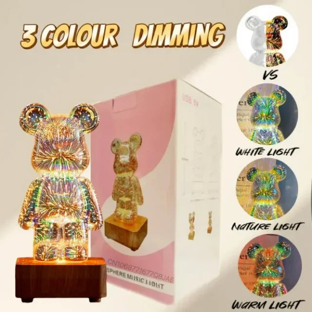 Add Magic to Your Space with the 3D Bear Firework LED Lamp - 3 Color