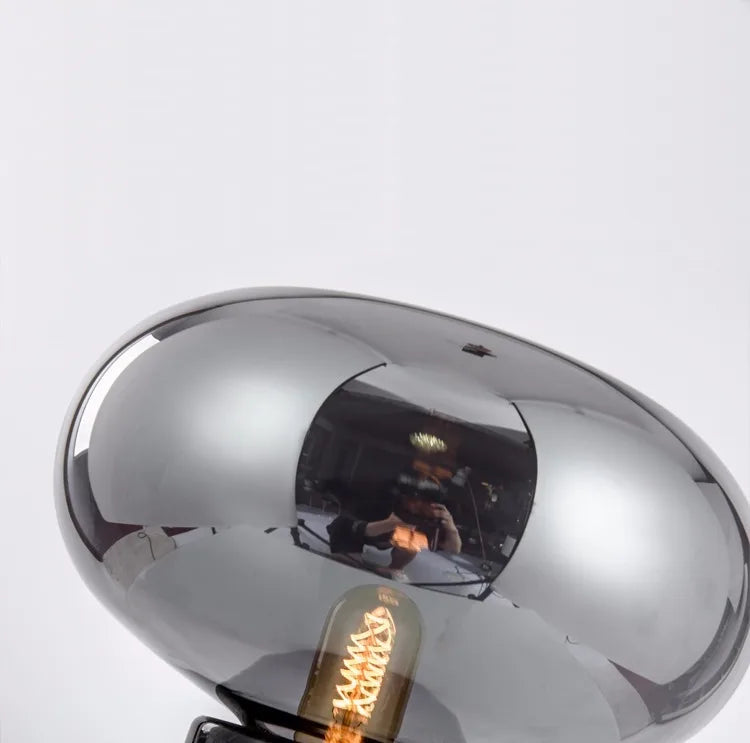 LuxRoyale Contemporary Amber Glass Table Lamp with Marble Base