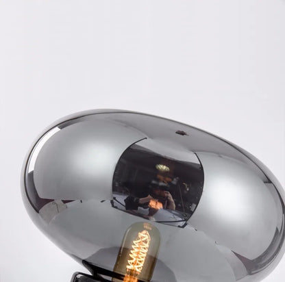 LuxRoyale Contemporary Amber Glass Table Lamp with Marble Base