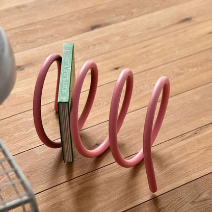 Royelux Modern Metal Loop Book & Magazine Display Organizer - Nordic Tabletop Rack