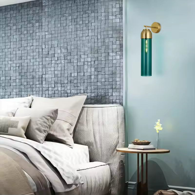 LuxRoyale Art Glass Wall Sconce With Brass Cap And Ambient Glow