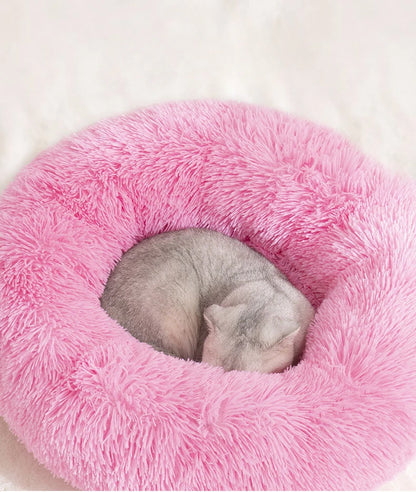 Royallure Cozy Donut Plush Round Dog Bed for Comfort and Anxiety Relief in Multiple Sizes