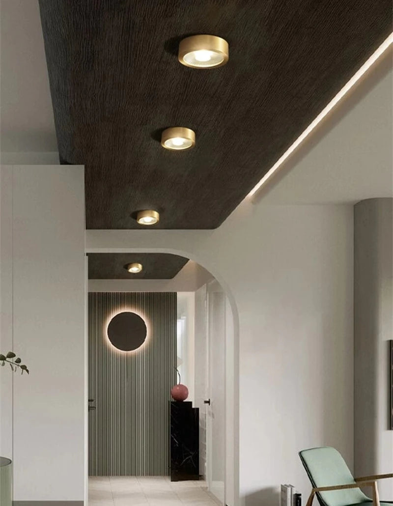 Lumora Copper Flush Mount Built In LED Ceiling Light For Hallway Living Room Bedroom