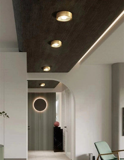 Lumora Copper Flush Mount Built In LED Ceiling Light For Hallway Living Room Bedroom