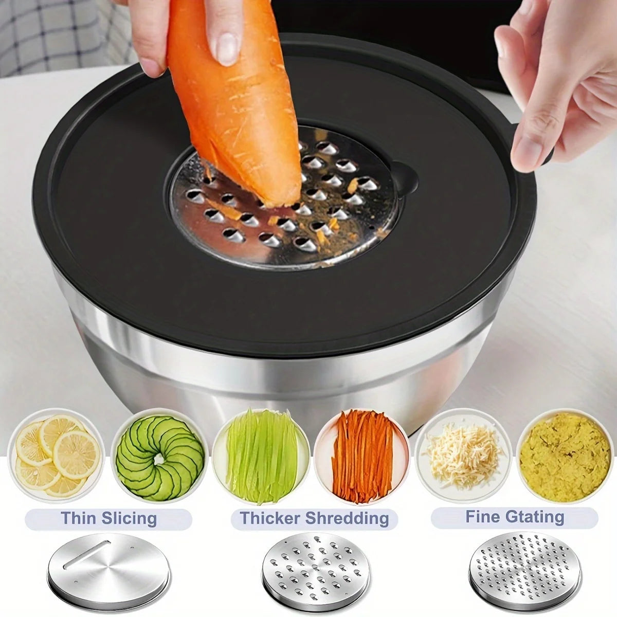 Rayvia Professional Stainless Steel Mixing Bowl Set with Airtight Lids & Graters