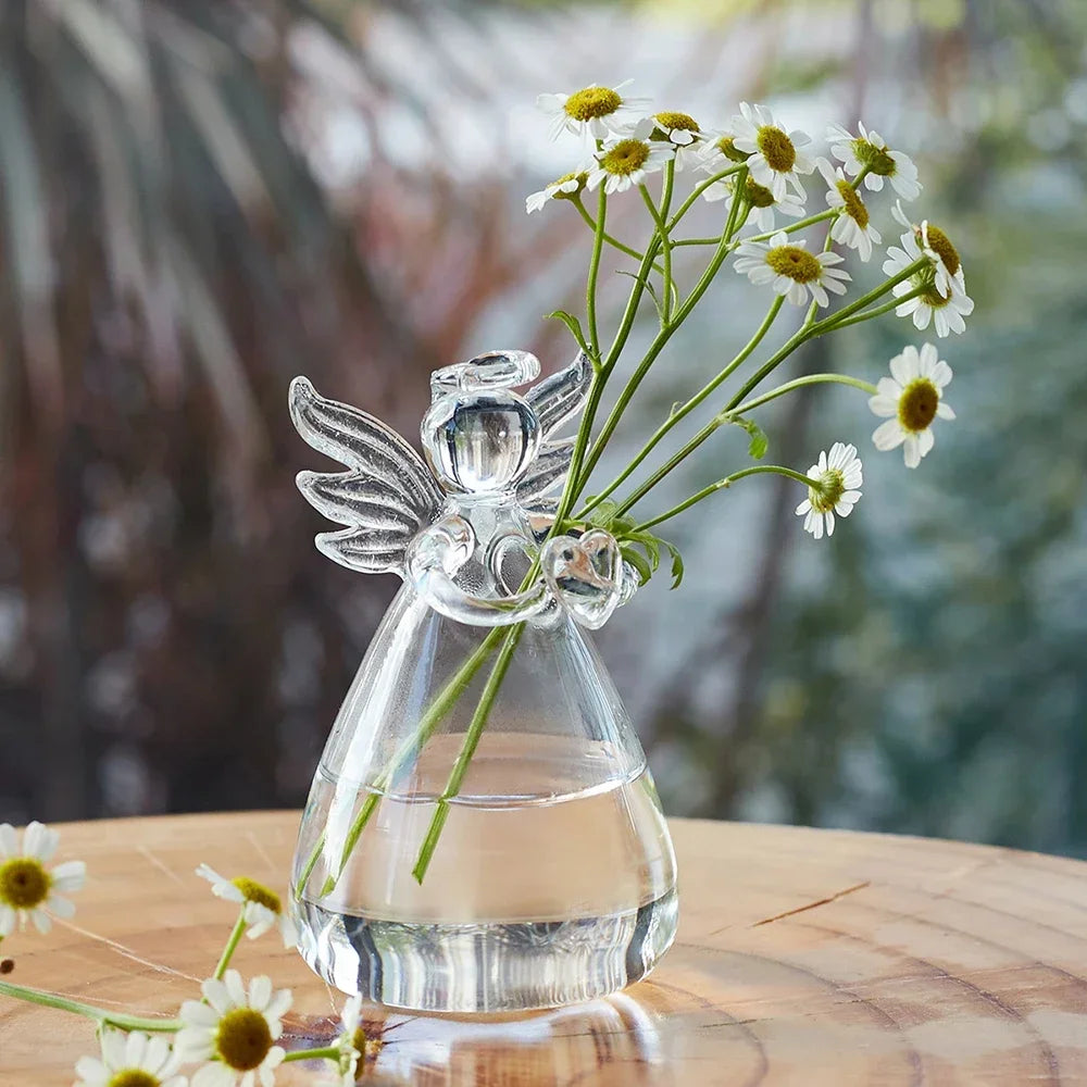 Minimalist Angel-Inspired Hydroponic Glass Vase – Perfect for Fresh Flowers, Dried Arrangements, & Desk Décor, High-Transparency Durable Glass