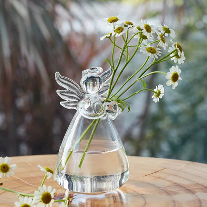 Minimalist Angel-Inspired Hydroponic Glass Vase – Perfect for Fresh Flowers, Dried Arrangements, & Desk Décor, High-Transparency Durable Glass