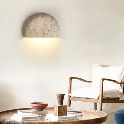 Royelux Minimal Wall Lamp With Natural Stone Texture WabiSabi Style For Calming Ambience