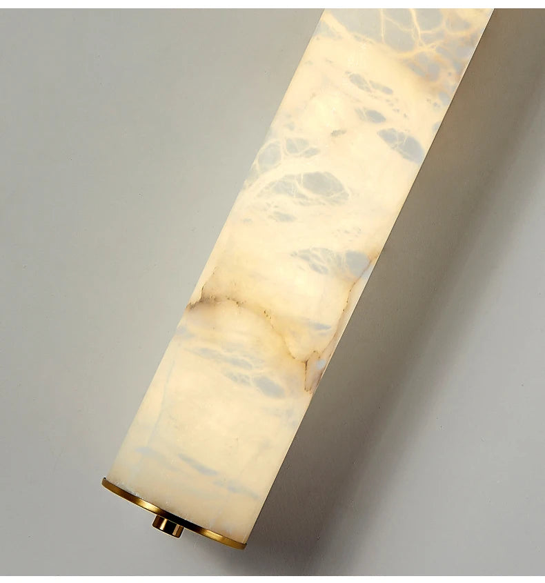 LuxRoyale Spanish Cylindrical Snowflake Marble Wall Lamp, Hand Finished Copper Luxury