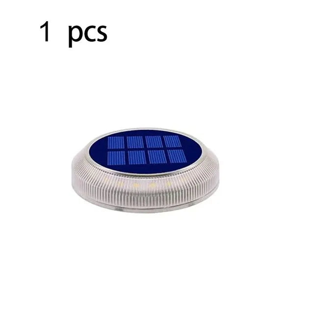 Solar Christmas Lights, Waterproof LED Deck Lights for Garden, Patio, Pathway, or Dock Decoration - Round