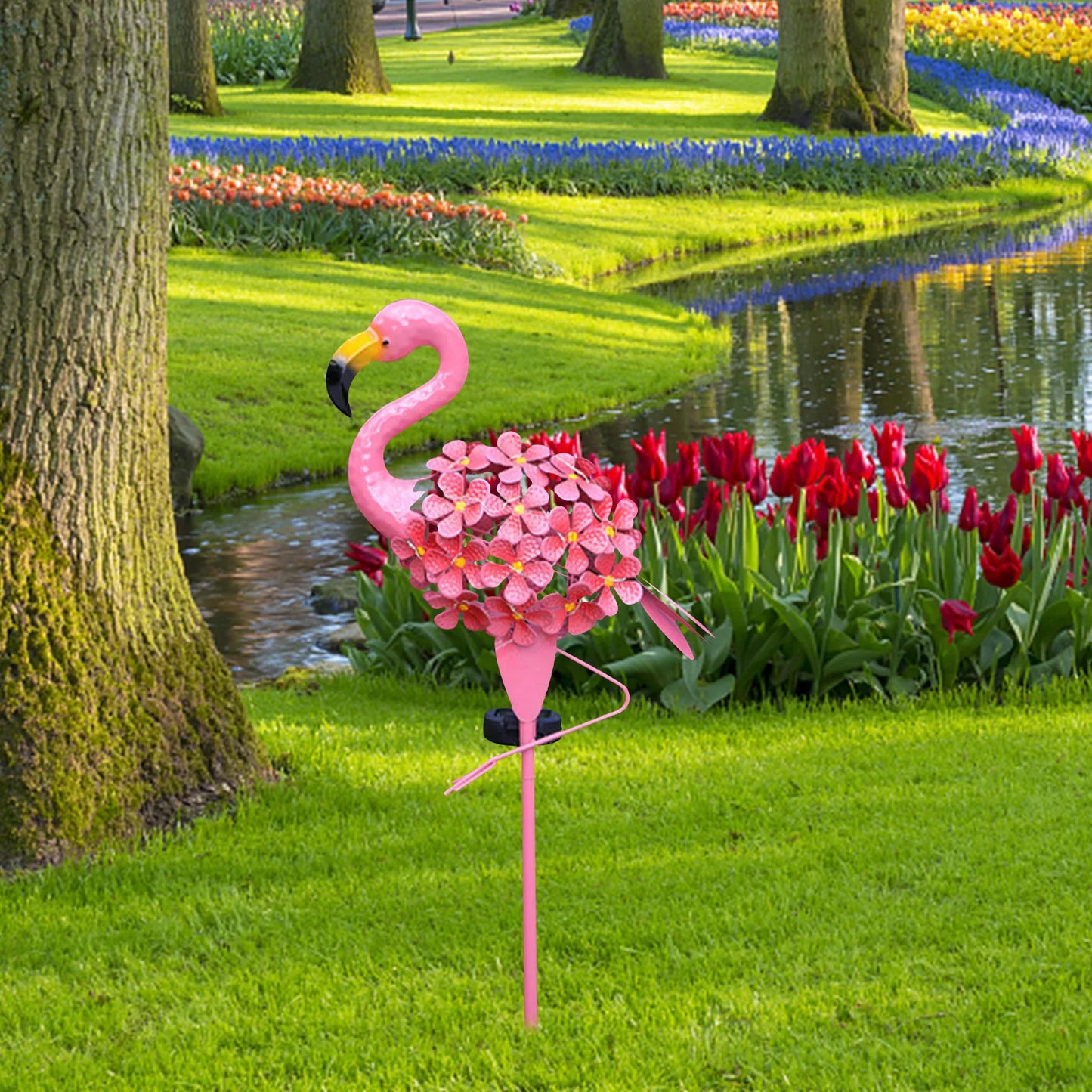 Royelux Flamingo Solar Stake Light - Decorative Metal Garden Lamp