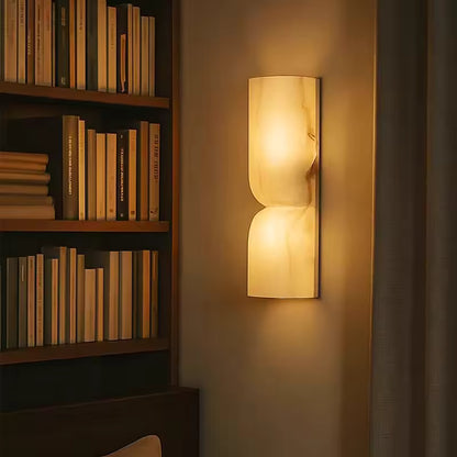 RoyaleGlow Art Deco Alabaster Natural Marble Hallway Dimmable Wall Sconce