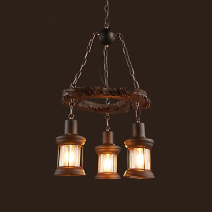 Royaleva Antique Industrial Wood LED Ceiling Light - Pendant Lamps For Vintage Home Decor