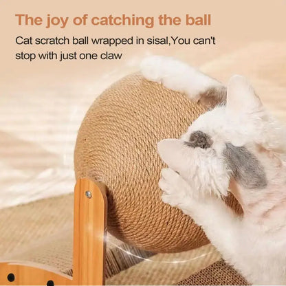 Royallure Durable Cat Scratching Post with Spinning Sisal Ball – Hollow Design, Stable