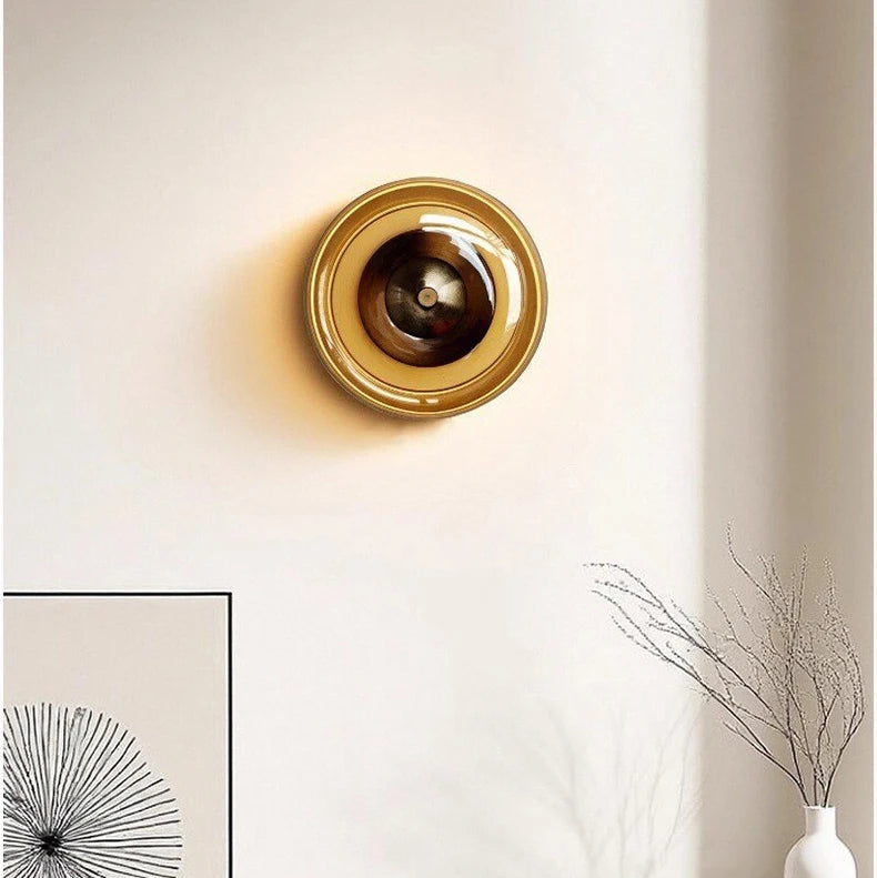 LuxRoyale Nordic Simple Round Gold-Toned Wall Light Circular LED Sconce