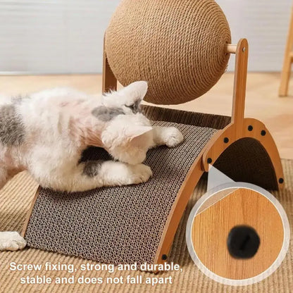 Royallure Durable Cat Scratching Post with Spinning Sisal Ball – Hollow Design, Stable