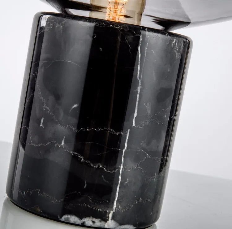 LuxRoyale Contemporary Amber Glass Table Lamp with Marble Base