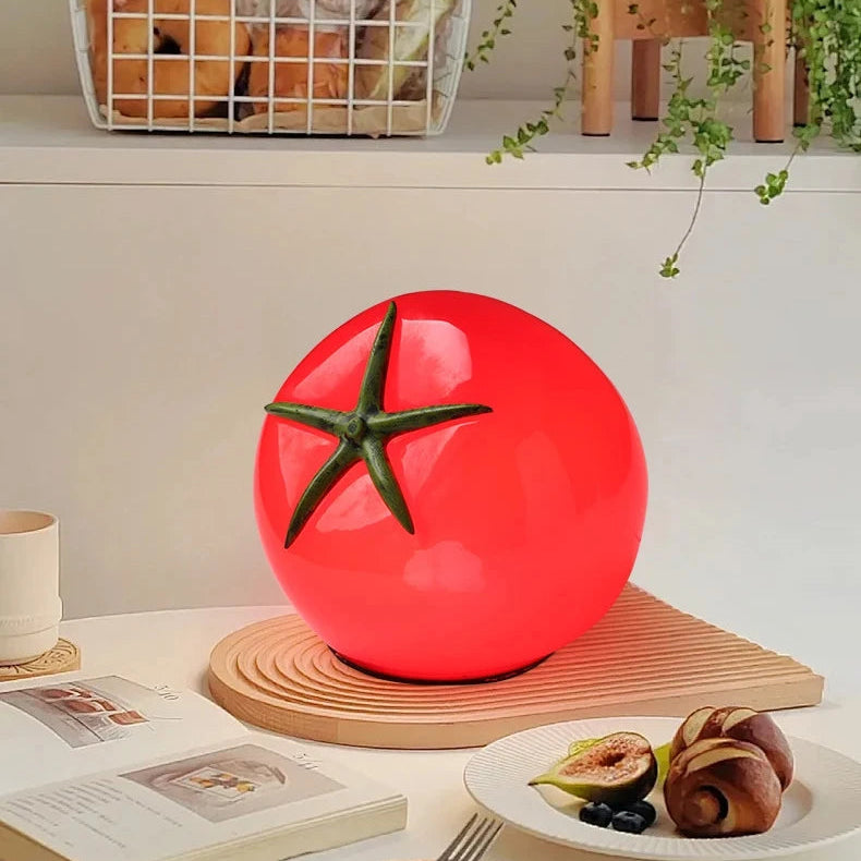 LuxRoyale Creative Tomato Glass Table Lamp, Ambient Night Light for Bedside Decor