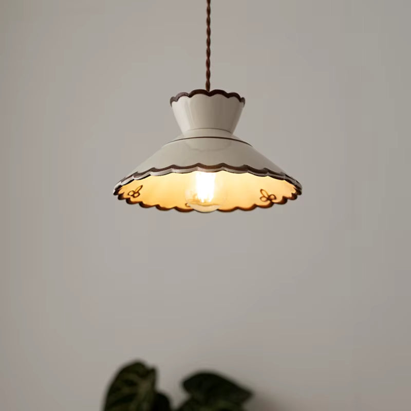 LuxRoyale Vintage Copper Freehand Painting Ceramic Pendant Lamp