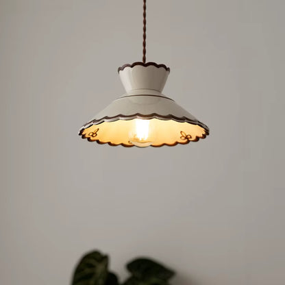 LuxRoyale Vintage Copper Freehand Painting Ceramic Pendant Lamp