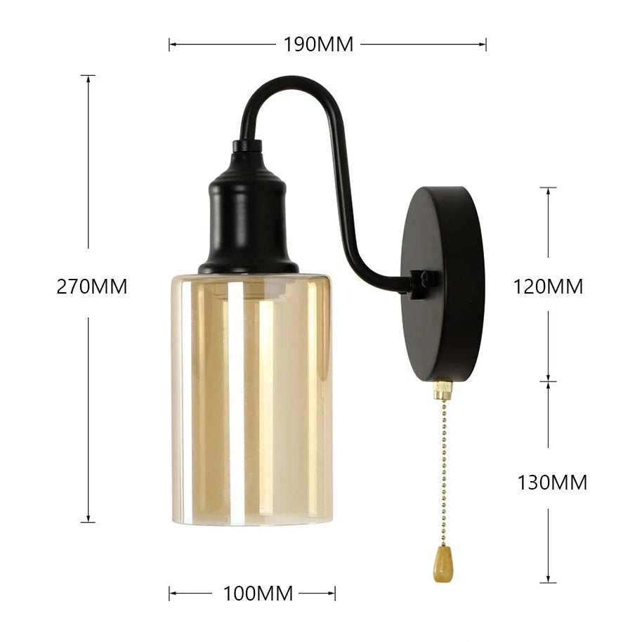 Lumora Modern Industrial Wall Sconce - Adjustable Dimmable Glass Pendant Fixture