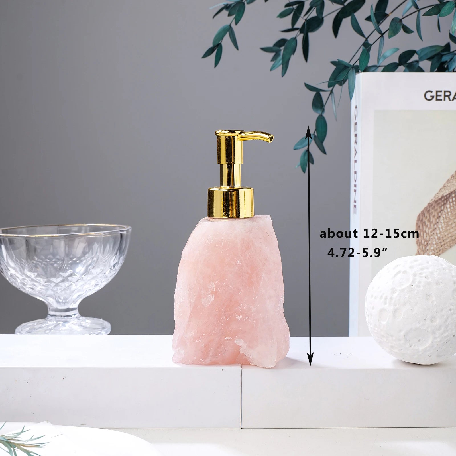 Royaleva Artisan Green Crystal Gravel Soap Dispenser with Gold Pump
