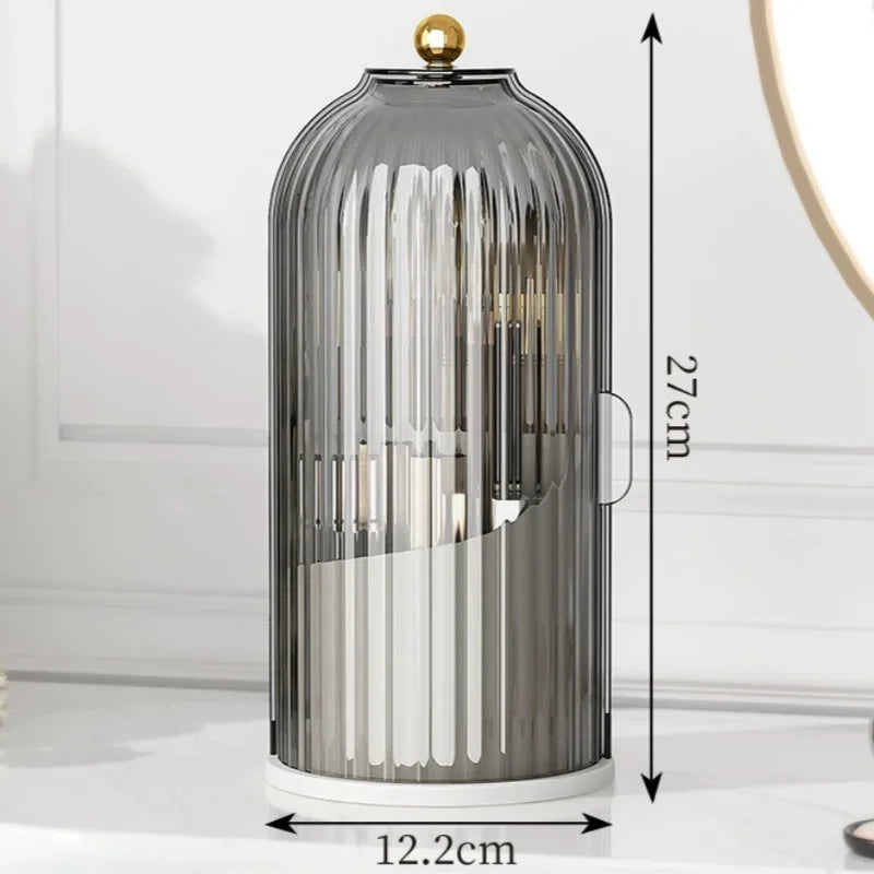 Luxora 360° Rotating Luxury Makeup Brush Holder - 3 Compartment Cosmetics Organizer