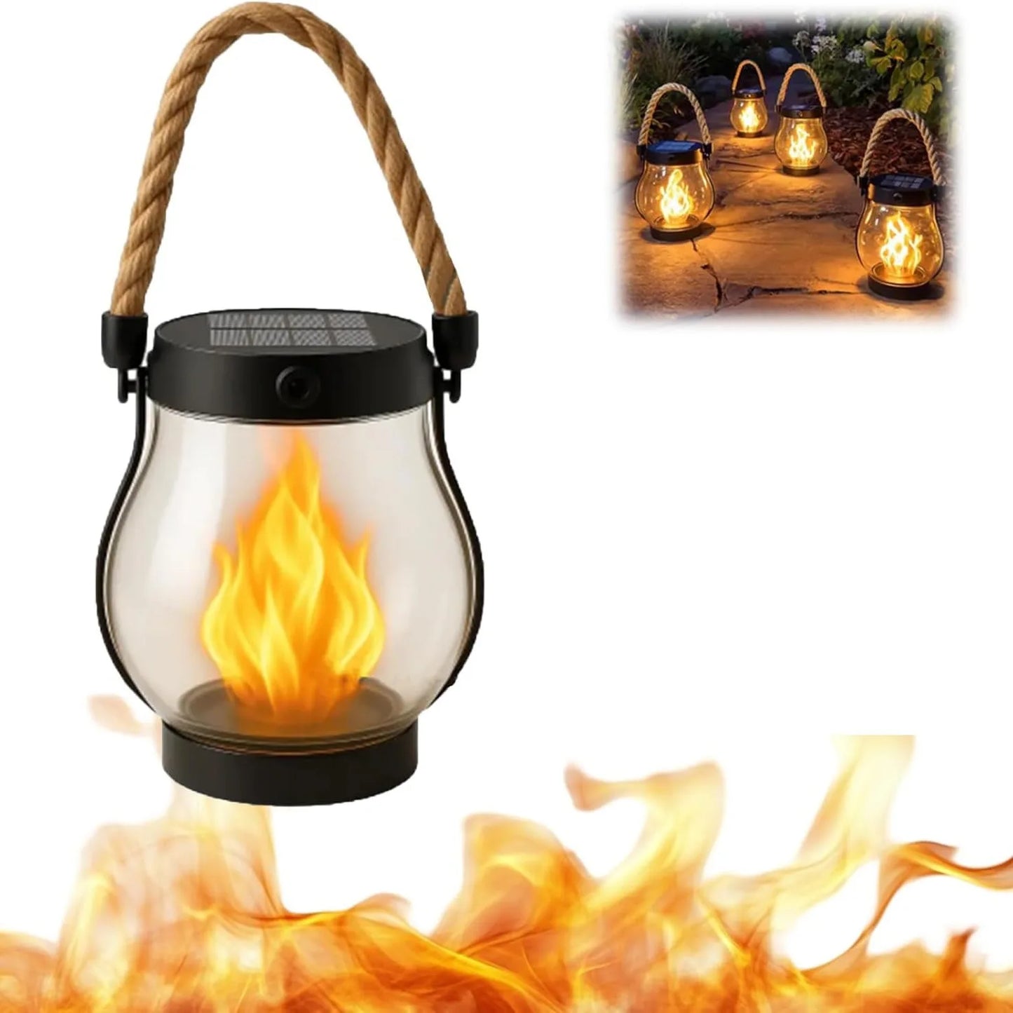 LuxRoyale Premium Solar Powered Outdoor Lanterns With Realistic Flame