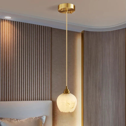RoyaleGlow Wabi-Sabi Marble Pendant Light - Japandi Minimalist Hanging Lamp
