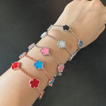 RoyaleGlow Vintage Clover Flower Pendant Gold Chain Bracelet