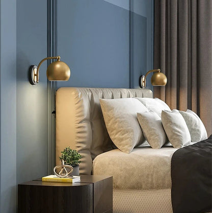 LuxRoyale Luxury Gold Finish Rechargeable Wall Light with Bulb