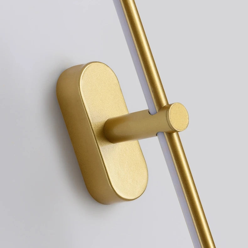LuxRoyale Minimalist Linear Wall Lamp with Gold End Caps, Aluminum Construction