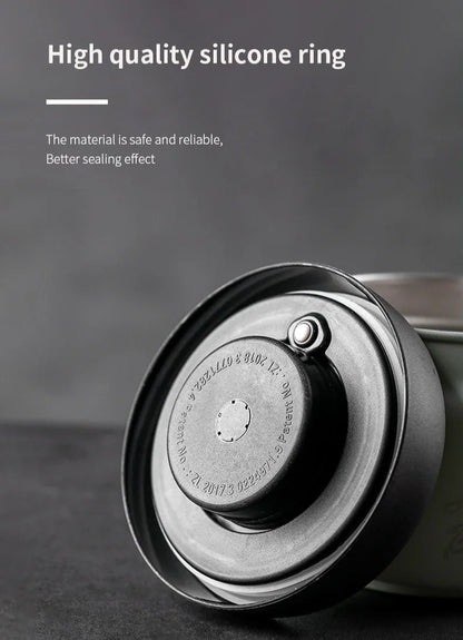 Royallure Stainless Steel Coffee Canister with Manual Vacuum Seal for Fresh Beans