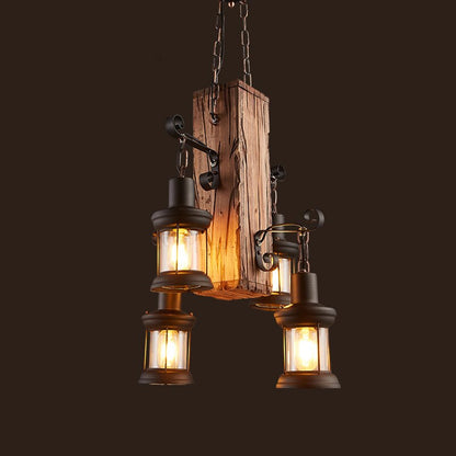 Royaleva Antique Industrial Wood LED Ceiling Light - Pendant Lamps For Vintage Home Decor