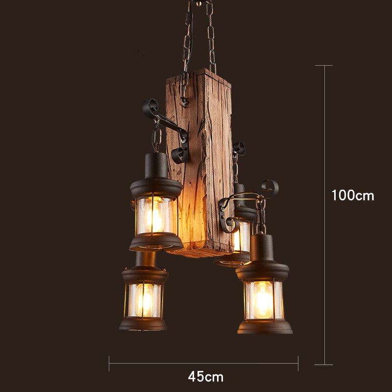 Royaleva Antique Industrial Wood LED Ceiling Light - Pendant Lamps For Vintage Home Decor