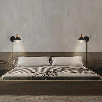 Dimmable Plug-in Metal Wall Sconce - Adjustable Angle Bedside Lamp - Default Title