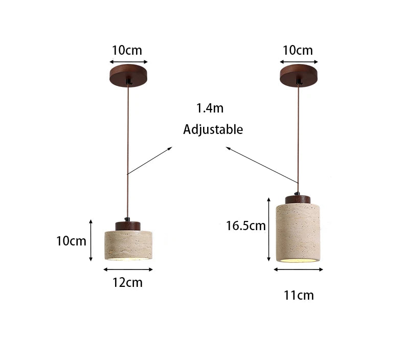 LuxRoyale Nordic Travertine Pendant Light, Minimalist Drum Fixture for Kitchen and Dining