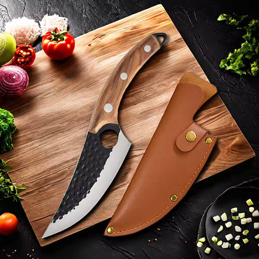Royallure Handcrafted Japanese Kitchen Knife – 8-Inch High-Carbon Stainless Steel Blade with Cherry Wood Handle 0