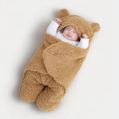 Luxora Fleece Swaddle Blanket for Newborns with Hood, Soft Cotton, Two-Legged Design