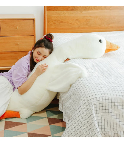 Luxora Big White Goose Plush Toy – Oversized Soft Pillow for Kids & Adults