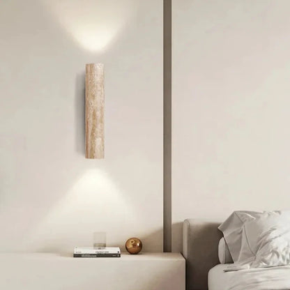 Lumora Travertine Up Down Wall Sconce, Modern Stone Wall Light Luxury with Two Way Glow